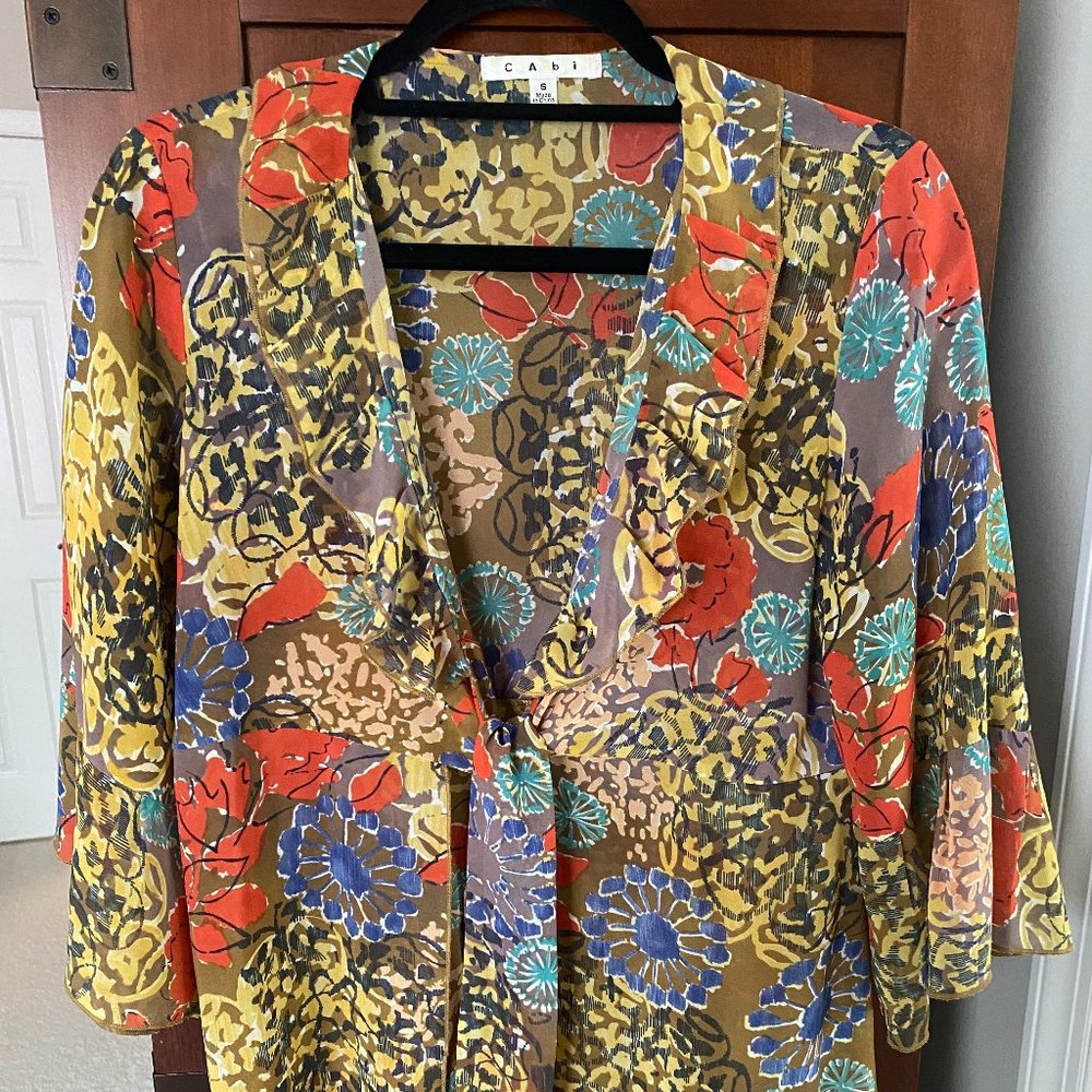 CAbi Shakespeare Tie-front Kimono Tunic (Sz S)